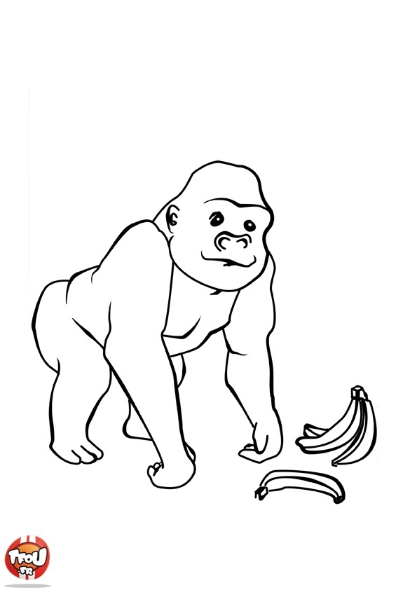 Kolorowanka z Gorylem - Radosna Scena z Banany do Druku kolorowanka do druku